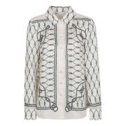 Gedrukte zijden twill shirt Tory Burch , Gray , Dames