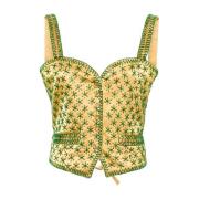 Geborduurde Ster Top in Geel Groen Bode , Yellow , Dames