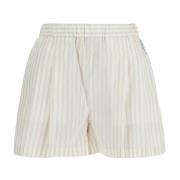 Geplooide Pinstripe Shorts met Logo Borduurwerk Marni , White , Dames