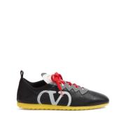 Zwarte Sneakers met VLogo Patch Valentino Garavani , Black , Heren