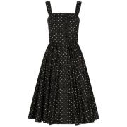 Polka Dot Katoenen Midi Jurk Dolce & Gabbana , Black , Dames