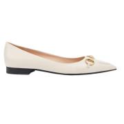 Witte leren ballerina`s met Horsebit-detail Gucci , White , Dames