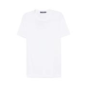 Geborduurd Logo Wit Katoenen T-shirt Dolce & Gabbana , White , Heren