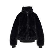 Zwarte Faux-Fur Ski Jas met Capuchon Balenciaga , Black , Dames