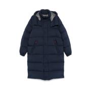 Navy Blauwe Gewatteerde Jas met Capuchon Kiton , Blue , Heren