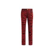 Leopard-Print Skinny Jeans Roberto Cavalli , Red , Dames