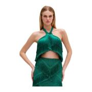 Fringe Halterneck Top in Jade Patbo , Green , Dames