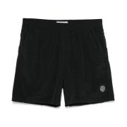 Zwarte Korte Shorts Stone Island , Black , Heren