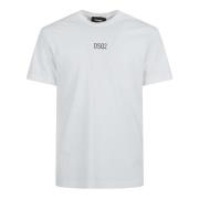 Wit T-shirt met Logo Stempel Dsquared2 , White , Heren