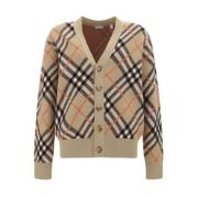 Iconisch Ruitpatroon V-hals Vest Burberry , Beige , Heren