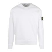 Logo Crewneck Sweatshirt Ss25 Regular Fit Stone Island , White , Heren