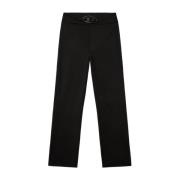 Zwarte hoge taille broek met ovaal logo Diesel , Black , Dames