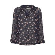 Bloesemblouse met V-hals en lange mouwen Part Two , Black , Dames