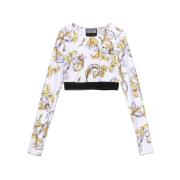 Barocco-print top met logo tailleband Versace Jeans Couture , Multicol...