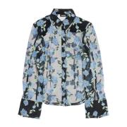 Bloemen Geborduurd Zwart Mesh Shirt Rotate Birger Christensen , Multic...