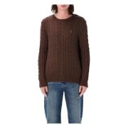 Klassieke Cable Knit Trui Polo Ralph Lauren , Brown , Heren