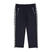 Logo Sweatpants met Zijlogo Banden Love Moschino , Blue , Dames