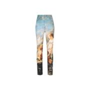 Slim-Fit Jeans met Wild Leda Print Roberto Cavalli , Blue , Dames