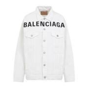 Witte Katoenen Jas Stijlvolle Vrouwen Balenciaga , White , Dames