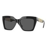 Zwarte zonnebril met gouden logo Versace , Black , Dames