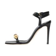 Zwarte stiletto sandalen met gouden plaat Elisabetta Franchi , Black ,...