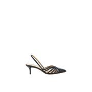 Leren Slingback Stiletto Pumps Francesco Russo , Black , Dames