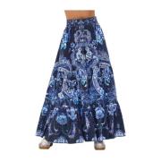 Blauwe Gerende Maxi Rok Delft Dynasty Camilla , Blue , Dames