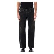 Zwarte Wassing Rechte Pijp Jeans Diesel , Black , Heren