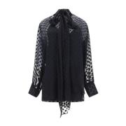 Satijnen Blouse met Polka Dot en Lavalliere Givenchy , Black , Dames