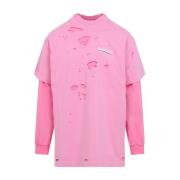 Gelaagd T-shirt in Dirty Pink Balenciaga , Pink , Dames