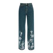 Geborduurde denim jeans met bloemen Rotate Birger Christensen , Blue ,...