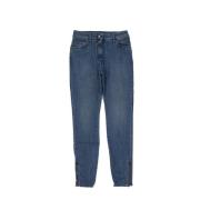 Couture Denim Jeans met ritssluiting Moschino , Blue , Dames