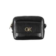 Zwarte Polyester Schoudertas met Logo Calvin Klein , Black , Dames