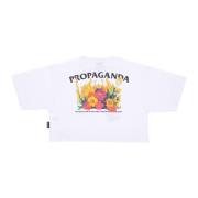 Witte Croptop Tee met Pyromantics Borduurwerk Propaganda , White , Dam...