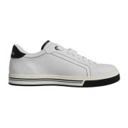 Wit Zwart Leren Sneakers Dolce & Gabbana , White , Heren