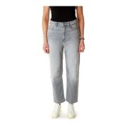 Cropped Tapered Fit Mid Waist Jeans Drykorn , Gray , Dames