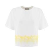 Bloemenkant T-Shirt Ermanno Scervino , White , Dames