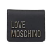 Compacte Polyurethaan Portemonnee voor Vrouwen Love Moschino , Black ,...