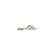 Gevlochten Leren Sandalen Pinko , White , Dames