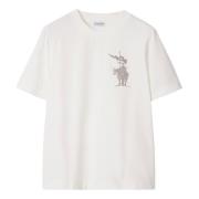 Wit T-shirt met Equestrian Knight Design Burberry , White , Dames