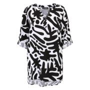 Blouse met grafische print en strass Doris S , Black , Dames