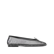 Zwarte Leren Boogdetail Studschoenen Alexander Wang , Black , Dames