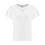 Crew-neck Katoenen Jersey T-shirt Pinko , White , Dames