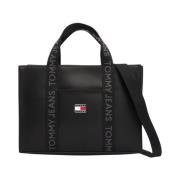 Polyurethaan Handtas voor Vrouwen Tommy Jeans , Black , Dames