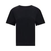 Geribbelde Crew Neck Katoenen T-shirt Extreme Cashmere , Black , Dames