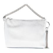 Metallic Leren Clutch Tas Zilver Jimmy Choo , Gray , Dames