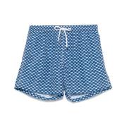 Navy Blue Beachwear Trekkoord Shorts Fedeli , Blue , Heren