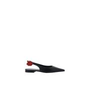 3D Bloemenapplicatie Leren Ballerina Slingback Magda Butrym , Black , ...