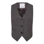 Tailor Vest Waistcoat in Donkergrijs Co'Couture , Gray , Dames