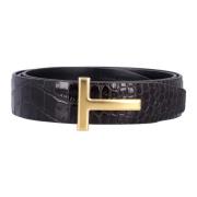 Omkeerbare Krokodillenprint Riem Tom Ford , Brown , Heren